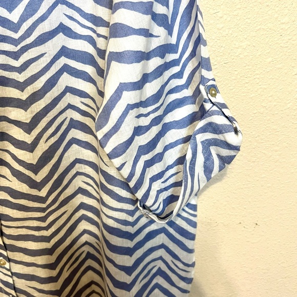 Blue and White Zebra Print Women's Top - Picture 4 of 6